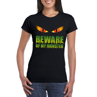 Beware of my monster Halloween t shirt zwart dames