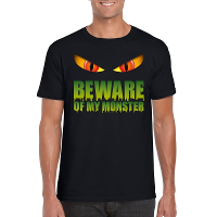 Beware of my monster Halloween t shirt zwart heren
