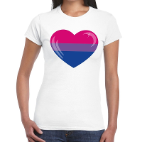 Bi hart gay pride t shirt wit voor dames