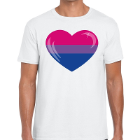 Bi hart gay pride t shirt wit voor heren