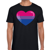 Bi hart gay pride t shirt zwart voor heren