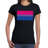Bi vlag gay pride t shirt zwart voor dames