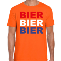 Bier t shirt oranje voor heren   Koningsdag / EK/WK shirts