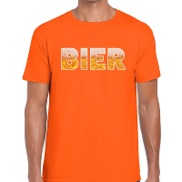 Bier tekst t shirt oranje heren
