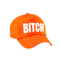 Bitch tekst petje   baseball cap   oranje   voor dames en heren   foute party