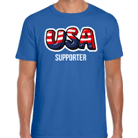 Blauw t shirt usa / Amerika supporter EK/ WK voor heren