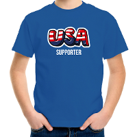 Blauw t shirt usa / Amerika supporter EK/ WK voor kinderen