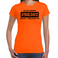Boeven   boef   gevangenen   isolation cel   verkleed t shirt   oranje   dames