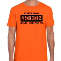Boeven / gevangenen isolation cel   verkleed t shirt   oranje   voor heren   koningsdag   boef