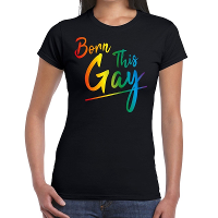 Born this Gay pride t shirt zwart voor dames