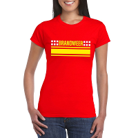 Brandweer logo t shirt rood voor dames