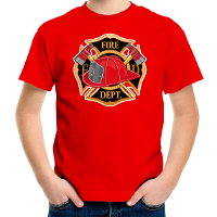 Brandweer logo verkleed t shirt   rood   jongens en meisjes   brandweerman   verkleedkleding