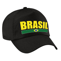 Brazilie supporters petje   zwart   voor volwassenen   landen   Brasil baseball cap   kleding