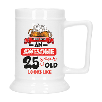Cadeau Bierpul voor 25 jaar   rood   grappige leeftijd bierpul   keramiek   530 ml