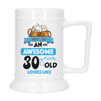 Cadeau Bierpul voor 30 jaar   blauw   grappige leeftijd bierpul   keramiek   530 ml