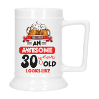 Cadeau Bierpul voor 30 jaar   rood   grappige leeftijd bierpul   keramiek   530 ml
