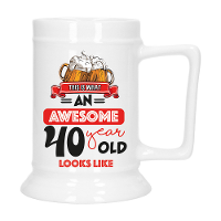 Cadeau Bierpul voor 40 jaar   rood   grappige leeftijd bierpul   keramiek   530 ml