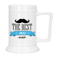 Cadeau Bierpul voor oom   blauw   de beste oom   keramiek   530 ml