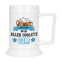 Cadeau Bierpul voor oom   blauw   de coolste oom   keramiek   530 ml