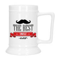 Cadeau Bierpul voor oom   rood   de beste oom   keramiek   530 ml