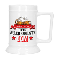 Cadeau Bierpul voor oom   rood   de coolste oom   keramiek   530 ml
