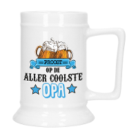 Cadeau Bierpul voor opa   blauw   de coolste opa   keramiek   530 ml