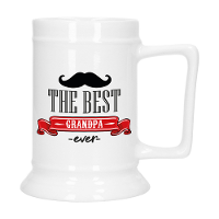 Cadeau Bierpul voor opa   rood   de beste opa   keramiek   530 ml