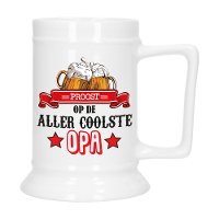 Cadeau Bierpul voor opa   rood   de coolste opa   keramiek   530 ml