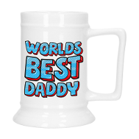 Cadeau Bierpul voor papa   blauw   beste pap   keramiek   530 ml   Vaderdag