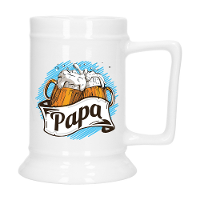 Cadeau Bierpul voor papa   blauw   embleem   keramiek   530 ml   Vaderdag