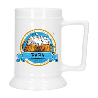 Cadeau Bierpul voor papa   blauw   keramiek   530 ml   Vaderdag