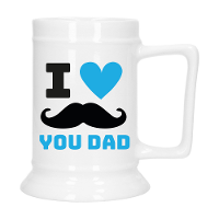 Cadeau Bierpul voor papa   blauw   liefde   keramiek   530 ml   Vaderdag
