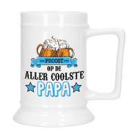 Cadeau Bierpul voor papa   blauw   proost   keramiek   530 ml   Vaderdag