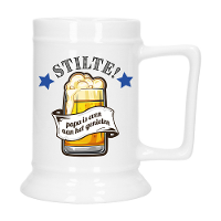 Cadeau Bierpul voor papa   blauw   stilte!   Keramiek   530 ml   Vaderdag