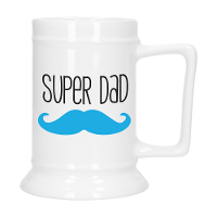 Cadeau Bierpul voor papa   blauw   super pap   keramiek   530 ml   Vaderdag