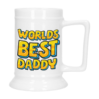 Cadeau Bierpul voor papa   geel   beste pap   keramiek   530 ml   Vaderdag