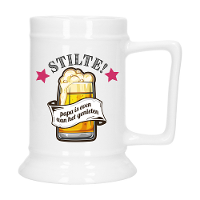 Cadeau Bierpul voor papa   rood   stilte!   Keramiek   530 ml   Vaderdag