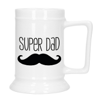 Cadeau Bierpul voor papa   zwart   super pap   keramiek   530 ml   Vaderdag