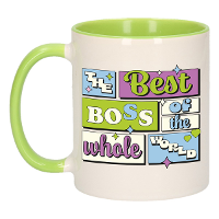 Cadeau koffie/thee mok   de beste baas   van de wereld   groen   300 ml   keramiek