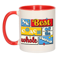 Cadeau koffie/thee mok   de beste coach/trainer   van de wereld   rood   300 ml   keramiek