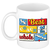 Cadeau koffie/thee mok   de beste coach/trainer   van de wereld   wit   300 ml   keramiek