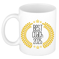 Cadeau koffie/thee mok   de beste Coach van 2025   wit   300 ml   keramiek