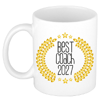 Cadeau koffie/thee mok   de beste Coach van 2027   wit   300 ml   keramiek