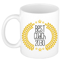 Cadeau koffie/thee mok   de beste Coach van 2030   wit   300 ml   keramiek