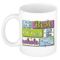 Cadeau koffie/thee mok   de beste collega   van de wereld   wit   300 ml   keramiek