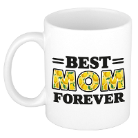 Cadeau koffie/thee mok   de beste mama voor altijd   citroentjes   geel   300 ml   keramiek