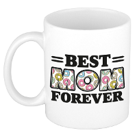 Cadeau koffie/thee mok   de beste mama voor altijd   donuts   multi   300 ml   keramiek