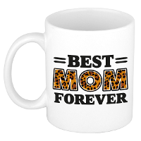 Cadeau koffie/thee mok   de beste mama voor altijd   pantervel   bruin   300 ml   keramiek
