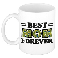 Cadeau koffie/thee mok   de beste mama voor altijd   pauw   300 ml   keramiek