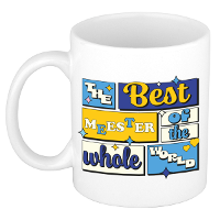 Cadeau koffie/thee mok   de beste meester   van de wereld   wit   300 ml   keramiek